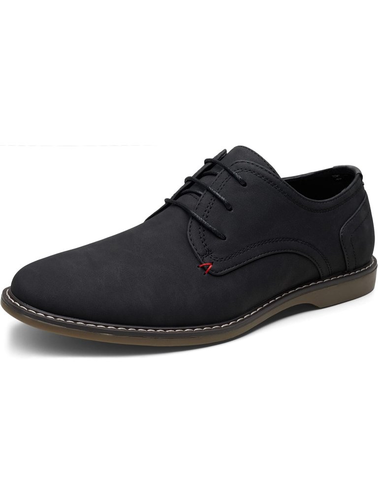 Jousen Men's Suede Black615 Leather Lace Up Lightweight Comfortable Oxford Shoes